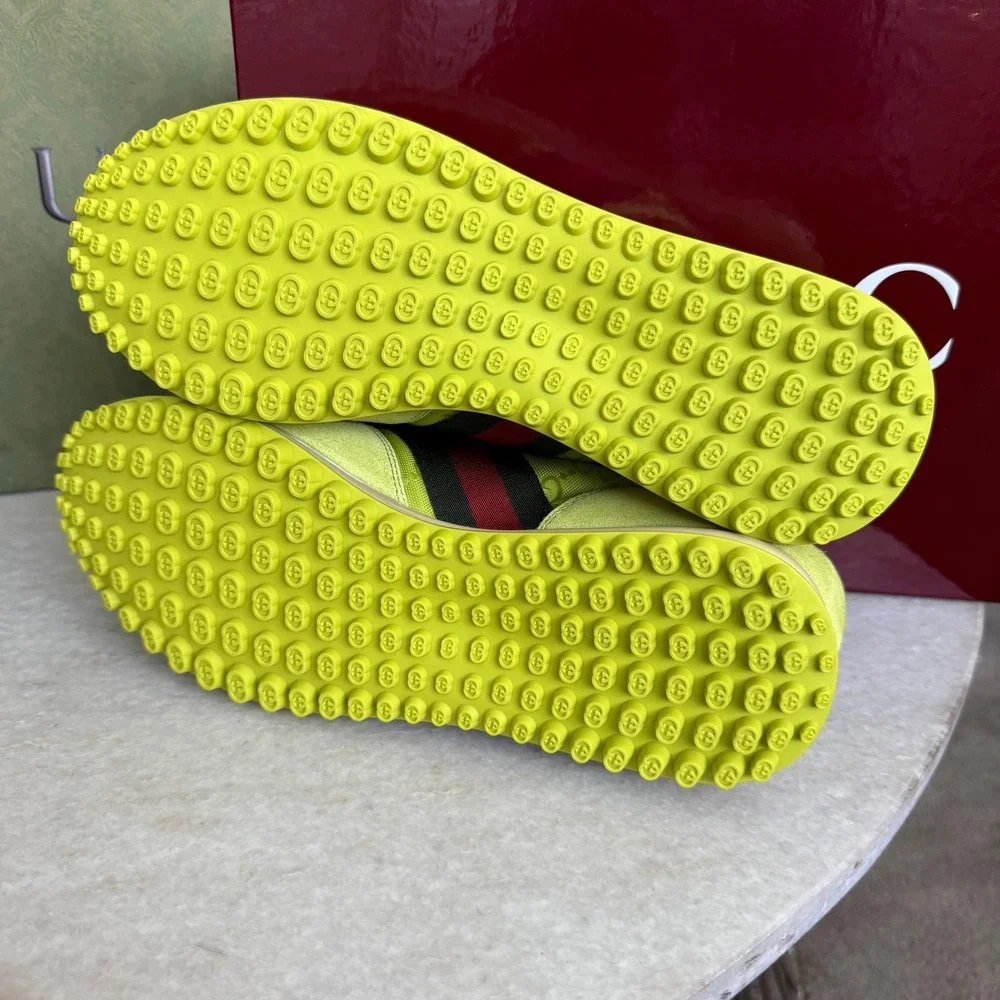GUCCI 832461 Men's Canvas Green GG Re-Motion sneaker,‎ Size 9